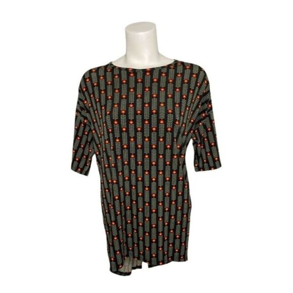 LuLaRoe Irma Top Black Green Floral Slinky XS